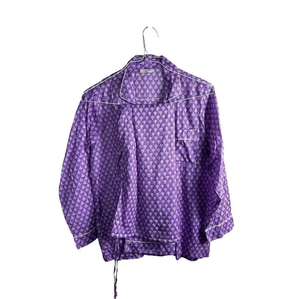 Noble Fibre Artisan Marche 100% Organic Cotton Pajamas Size Medium Purple Block